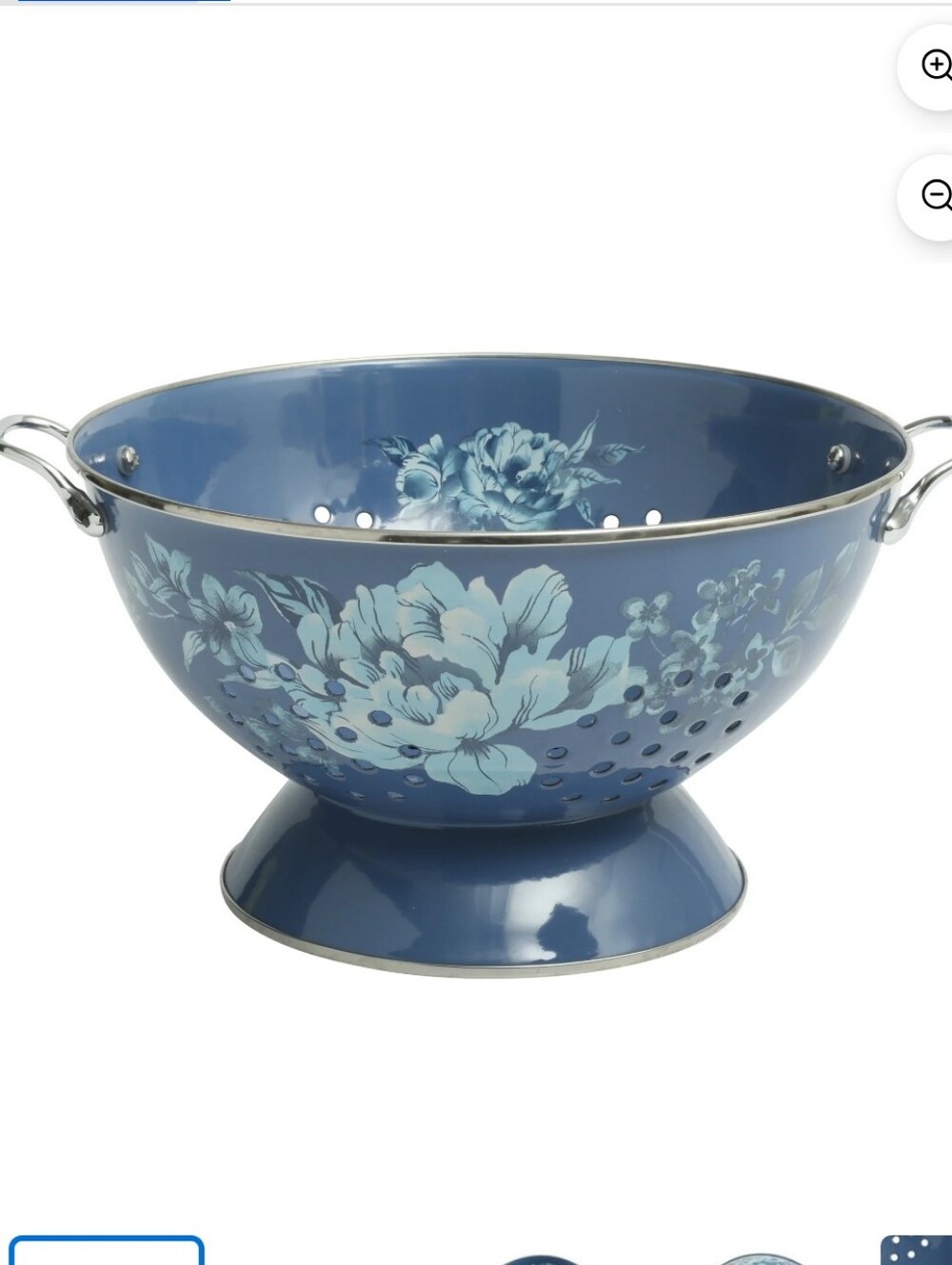 New The Pioneer Woman Delilah Blue Floral Enamel On Steel Colander